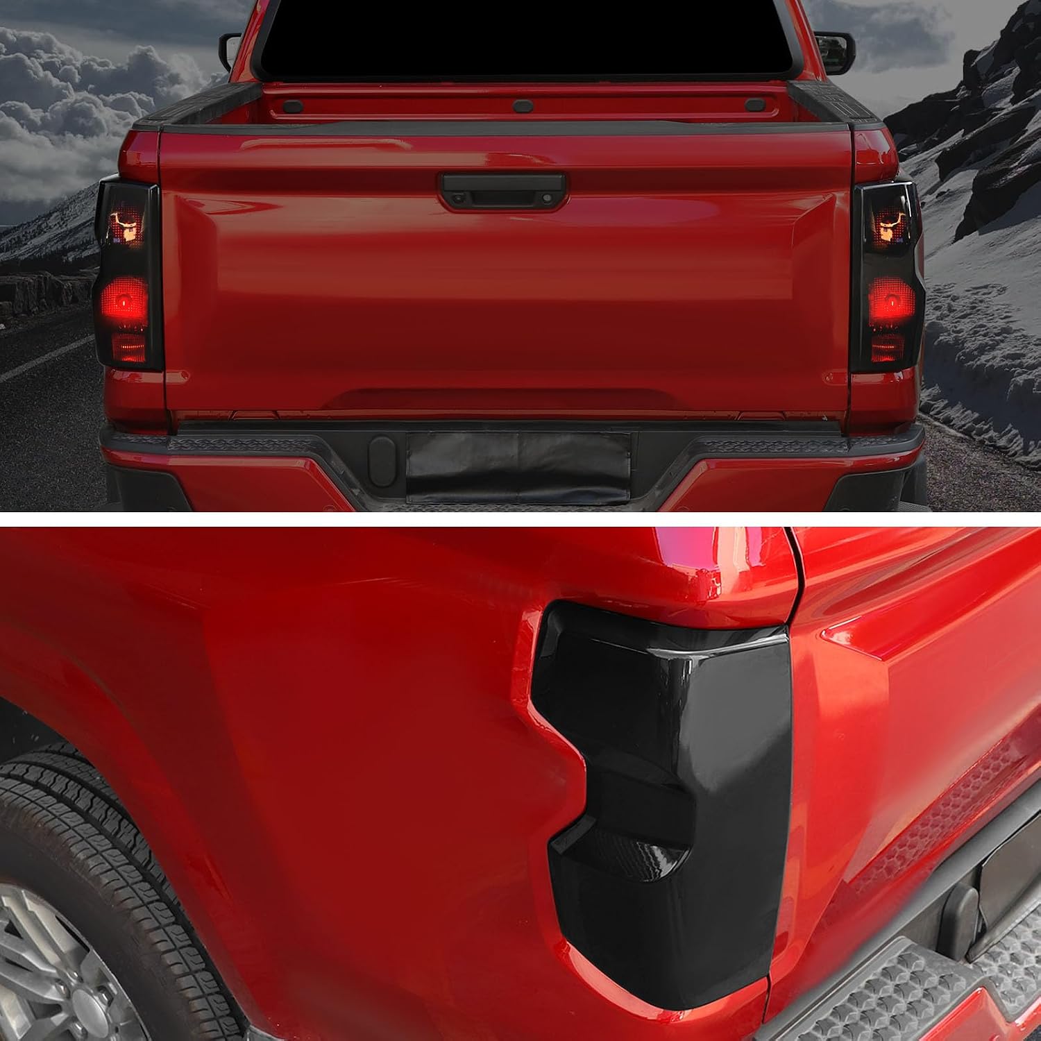 CheroCar Smoke Black Tail Light Lamp Cover Taillight Guard Trim Bezel for 2023-2026 Chevrolet Colorado Pickup Truck Exterior Decoration Accessories