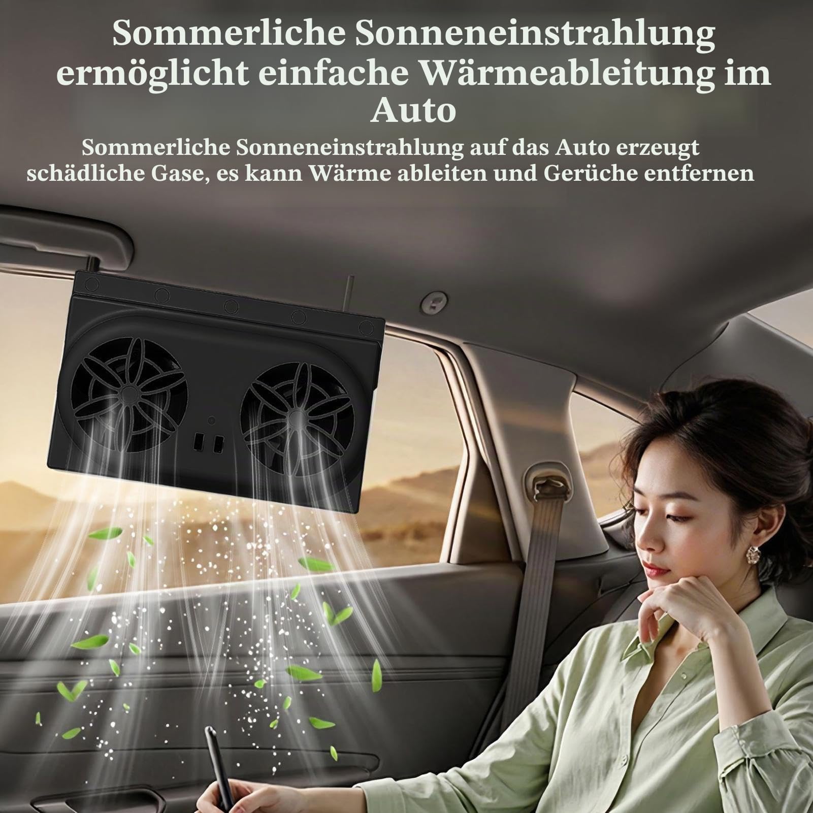 Auto Fenster Lüfter Solar angetrieben | Kühlende Solarenergie angetriebene Auto Ventilator | Wiederaufladbare tragbare Ventilator Mit Kühlfunktion Für Reisemobil LKW Und Outdoor-Reisen