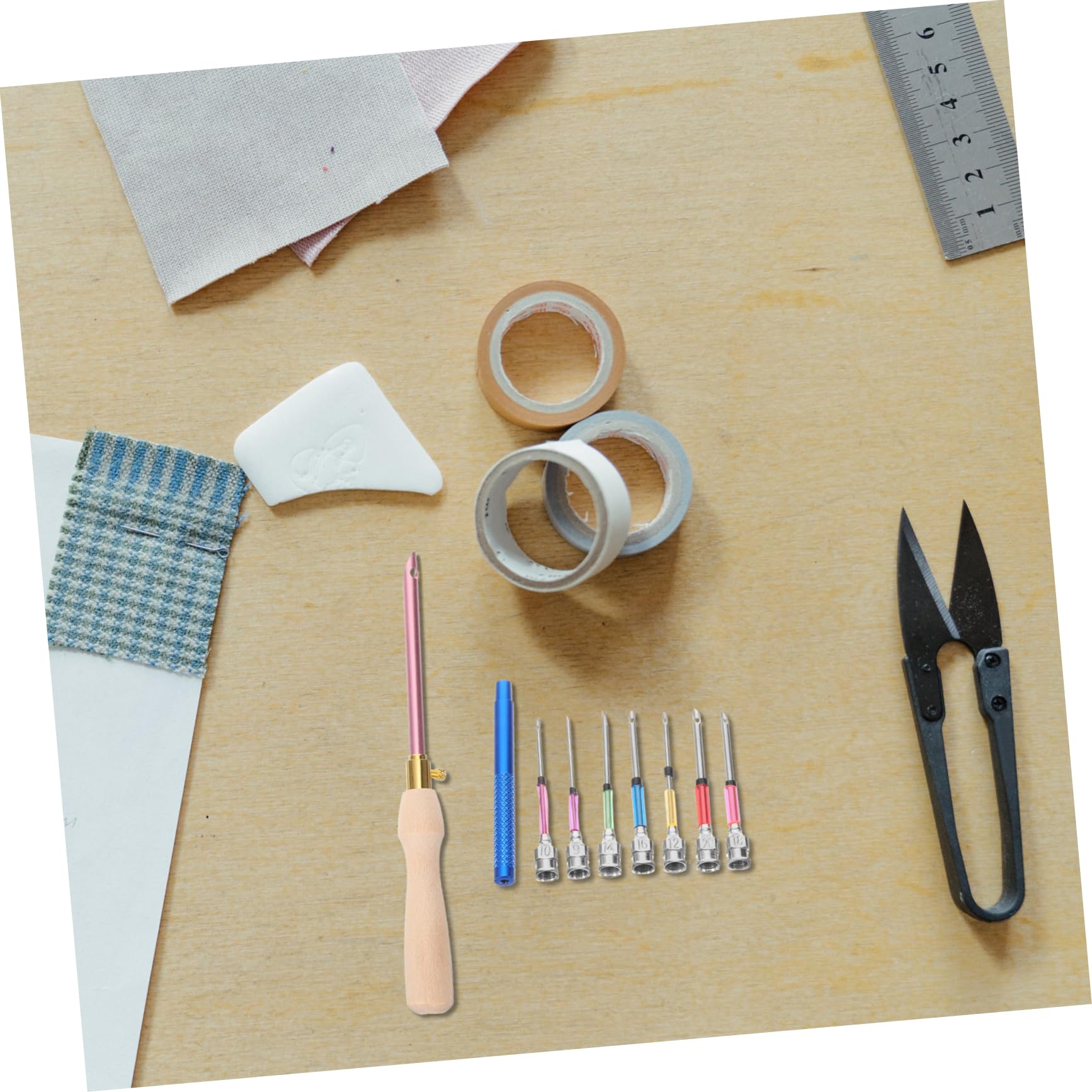 5 Set di Aghi per Timbri Aghi per Ricamo Cucito Tessuto per Artigianato Quilting Punto Forniture per Ricamo Strumento per Ricamo Strumento per Maglieria Legno