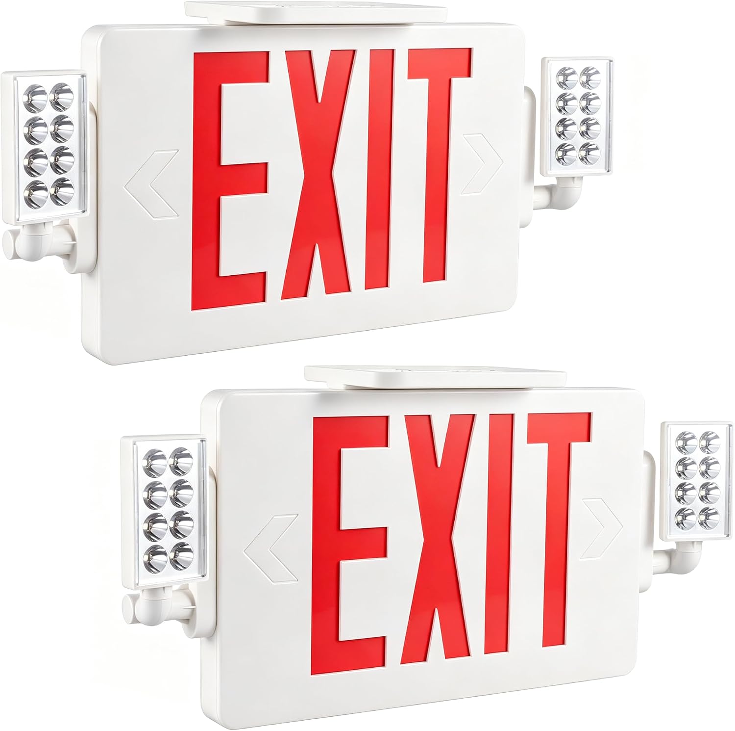 Gruenlich Exit Sign with Emergency Light, Battery Backup, 2 Pack