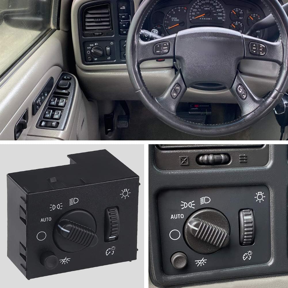 WMPHE Headlight Switch Headlamp Dimmer Compatible with Chevy Silverado Suburban Tahoe Avalanche Cadillac Escalade Hummer H2 GMC Sierra GMC Yukon XL 2003-2007 Replacement for 19381535 15194803 D1595G