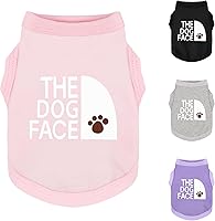 Paiaite Breathable Cotton Dog Shirt with 'The Dog Face' Print - Pink XS for Small Medium Breeds, Soft Comfortable Everyday Canine Apparel
