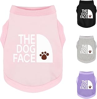 Paiaite Breathable Cotton Dog Shirt with 'The Dog Face' Print - Pink XS for Small Medium Breeds, Soft Comfortable Everyday Canine Apparel