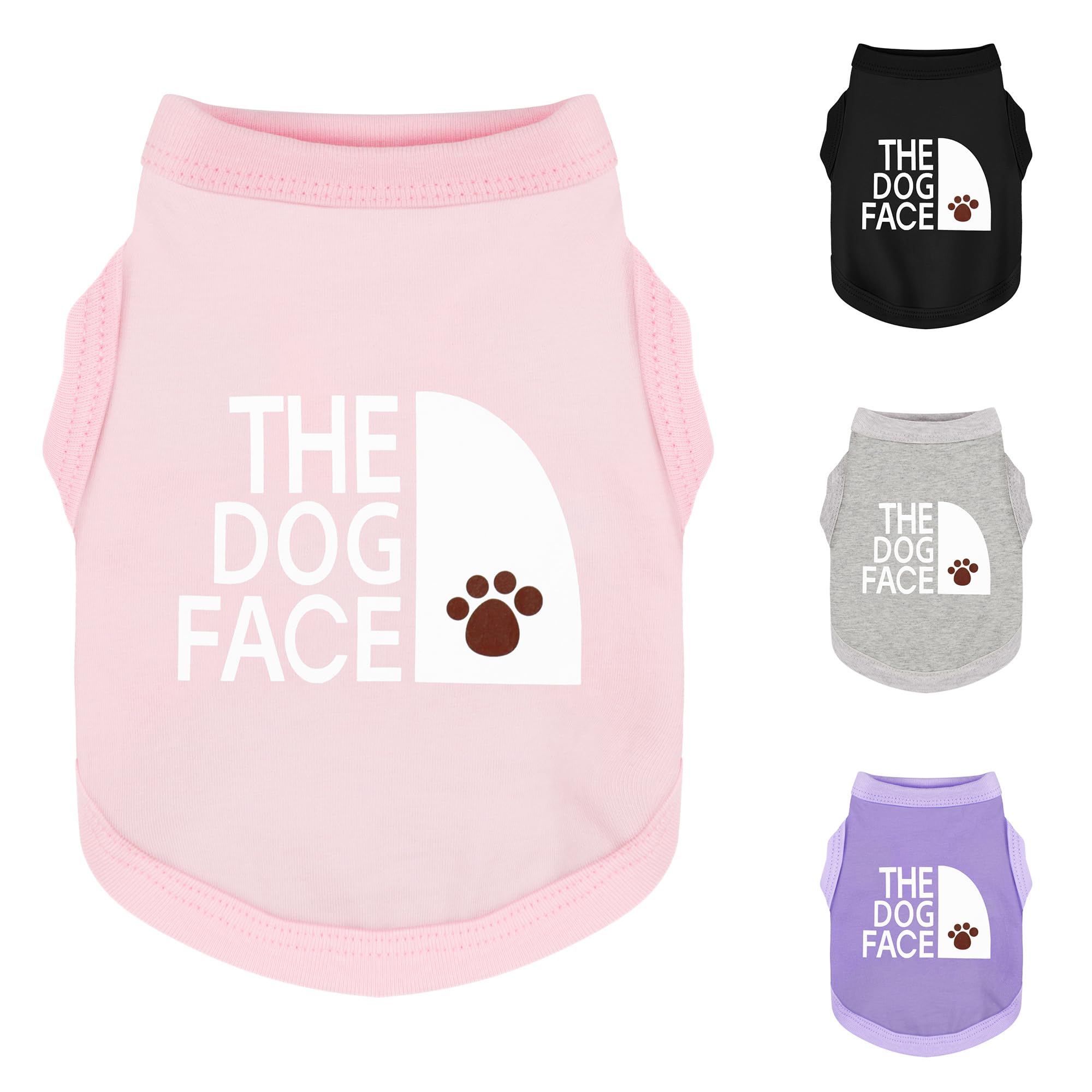 Personality Canine Attire: Soft, Lightweight Cotton Dog Clothes with 'The Dog Face' Print. Small and Medium Breeds, Perfect for Everyday Wear,