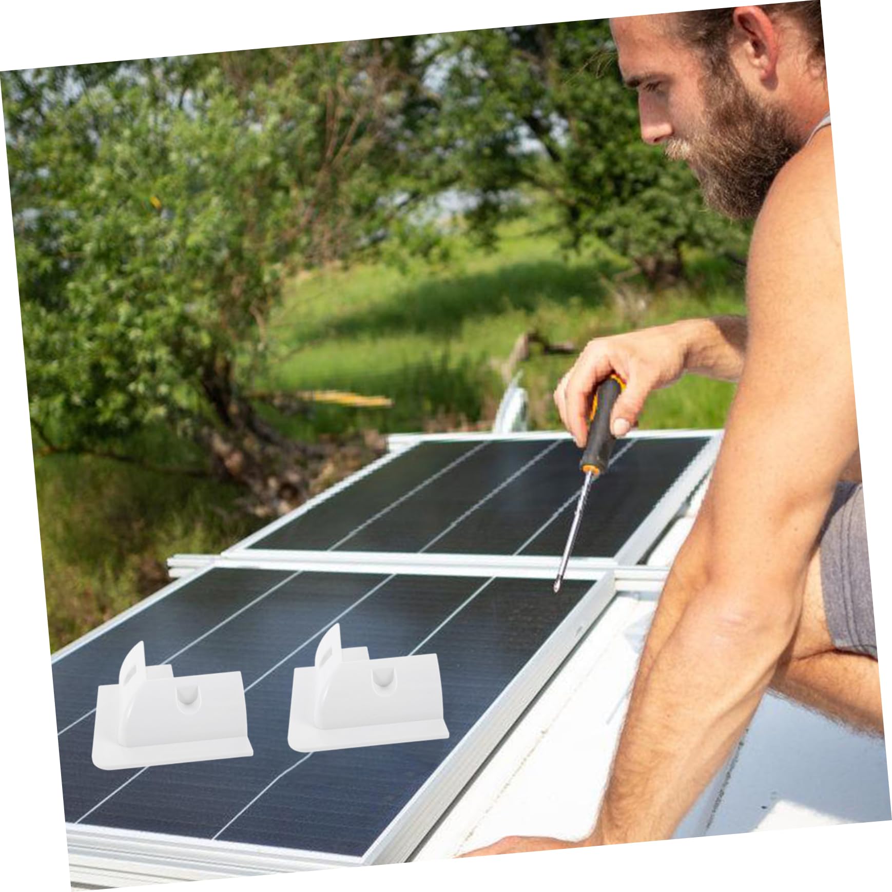 Staffa di Supporto per Pannello Solare per Camper 4 Pezzi Abs Bianco | Installazione senza Foratura, Supporto per Tetti Piani, Flusso D'aria Ottimale, Set da 4 Pezzi