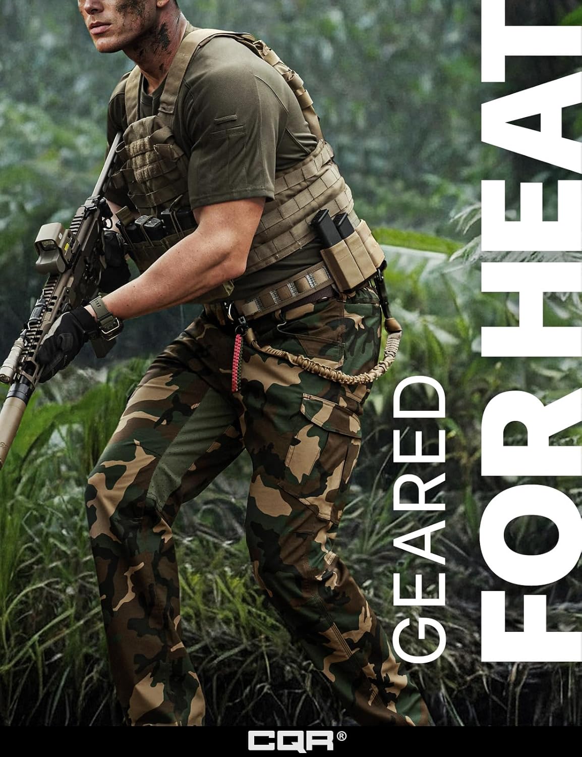 CQR Men's Utility Flex Cargo Pants, Classic-Fit Casual Stretch Work Pants, Water Resistant Lightweight Tactical Hiking Pants - Image 3