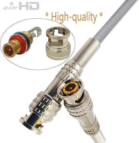 Miniatura 3 de AIMHD Paquete de 10 conectores macho BNC RG59 RG6 atornillados terminales coaxiales chapados en oro para cámaras de vigilancia de seguridad CCTV,