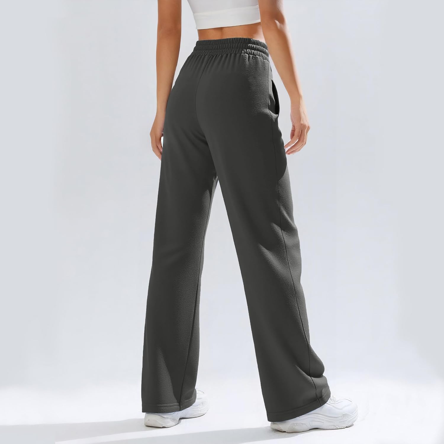 ALUWU Womens Sweatpants Wide Leg High Waisted Baggy Pants Drawstring Workout Active Joggers Lounge Pants with Pockets - Image 7