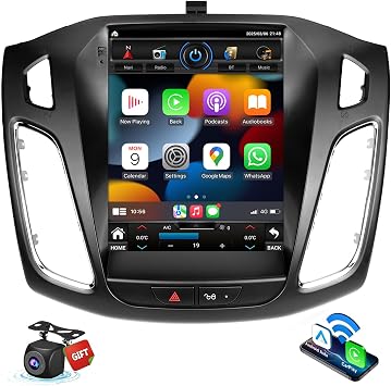 Car Radio Android 64G for Ford Focus 2012 2013 2014 2015 2016 2017 2018 Stereo with Wireless Carplay Android Auto,9.7 Inch Vertical HD Touchscreen with GPS Bluetooth WiFi 1080P HD Backup Camera