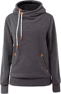 Cindeyar Damen Hoodie Winter Pullover Kapuzenpullover Langarm Baumwoll Mischung Warmer Sweatshirt Kapuzenjacke(107-Grau,2XL)