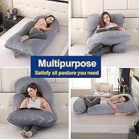 Vista 5 de cauzyart Almohadas de embarazo para dormir, almohada de cuerpo completo en forma de U y soporte de maternidad, para espalda, caderas, piernas