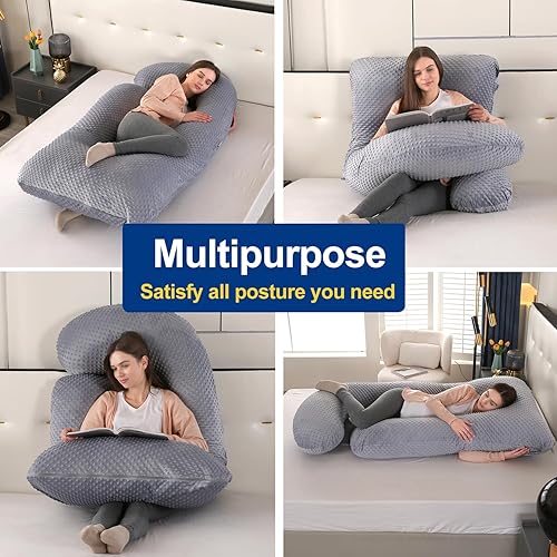 Miniatura 5 de cauzyart Almohadas de embarazo para dormir, almohada de cuerpo completo en forma de U y soporte de maternidad, para espalda, caderas, piernas,