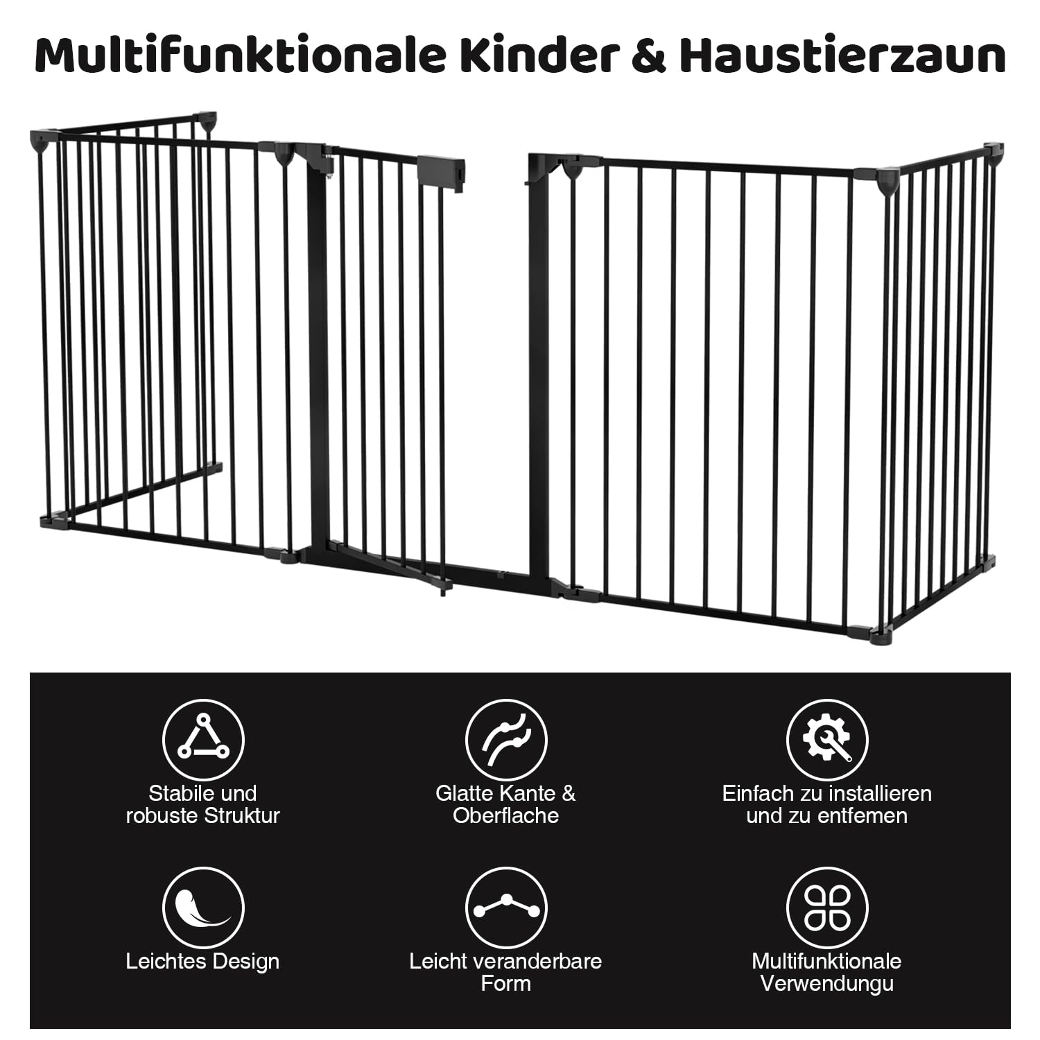 Rejilla protectora para chimenea, 310 cm, plegable, protección infantil, 5 piezas, barrera con cerradura de puerta, rejilla protectora para escaleras para niños y mascotas, 65 x 75 cm cada