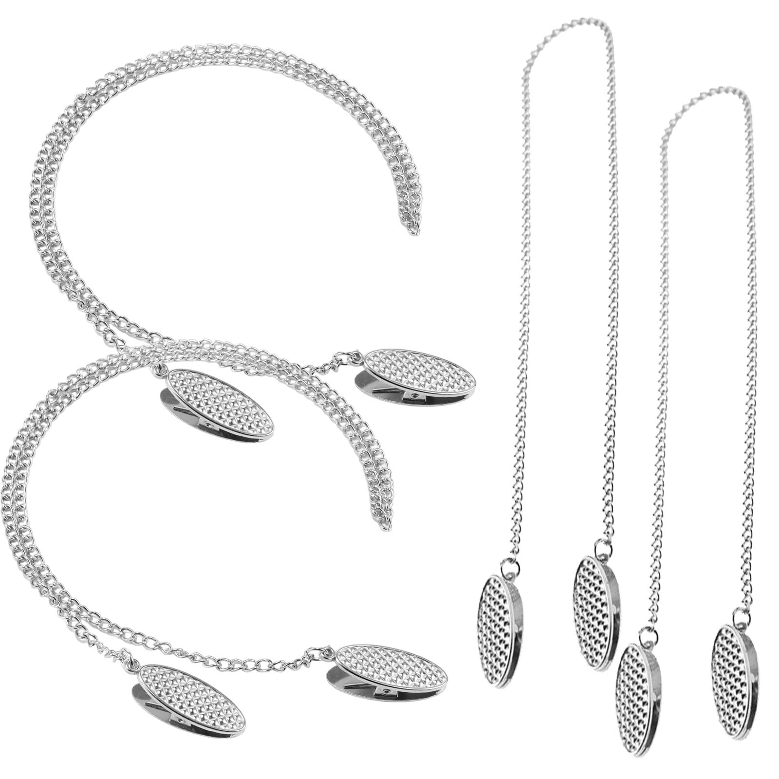 Napkin Clip, 4pcs Stainless Steel Napkin Chains Portable Napkin Holder Napkin Fixing Clip Chain Elegant Serviette Clips for Fixing Napkins Older Adult Bib Clip Neck Chain Dinner Accessories