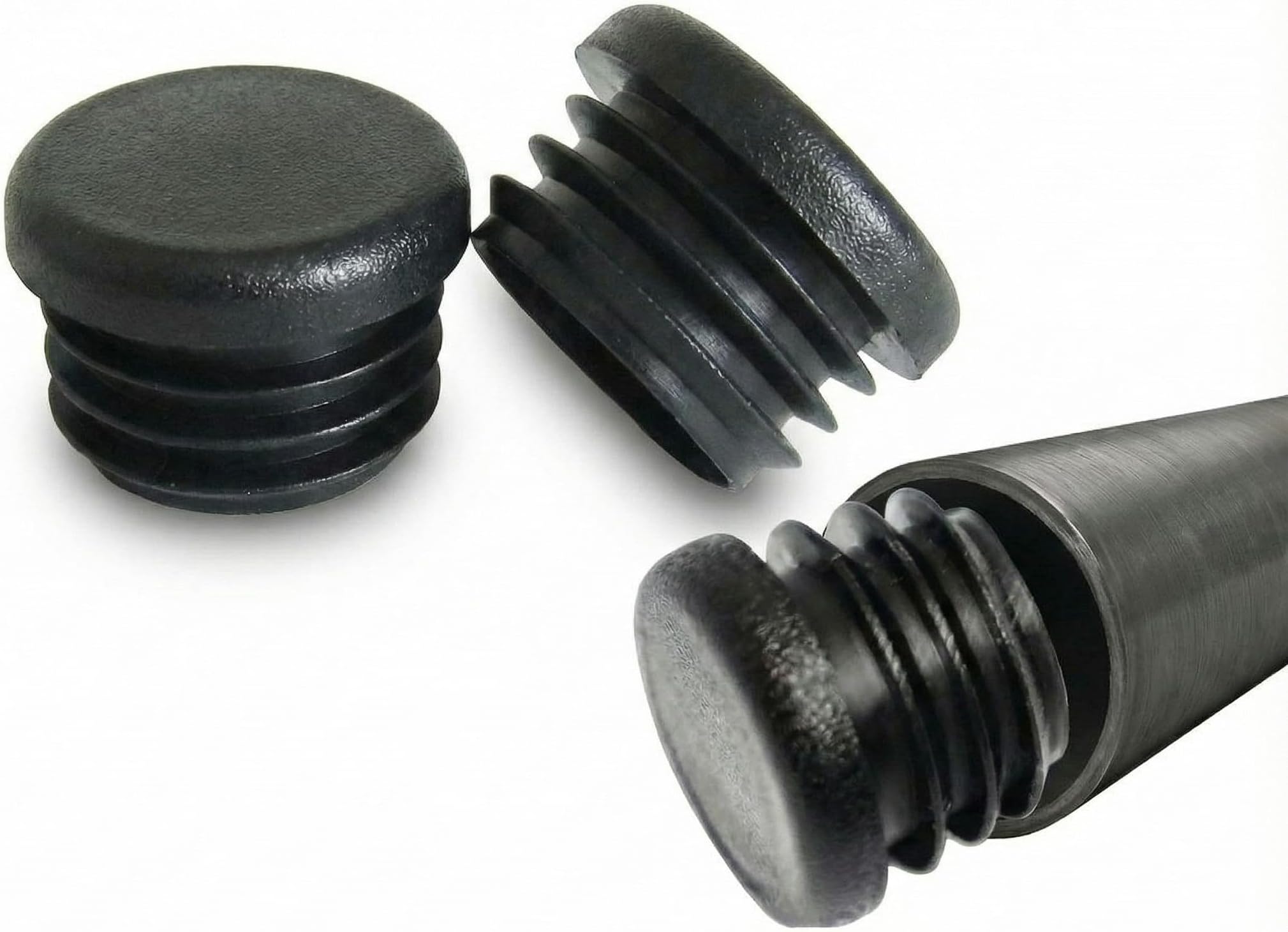 OGC (10 Pack) - 1 Inch OD Round Black for Plastic Plugs by Cap Cover Tube Durable Chair Glide Insert Finishing Plug