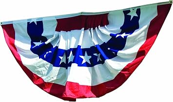3x6 Ft Windstrong Deluxe Double Sided US American Flag Bunting Half Fan Fully Pleated Cotton Blend Made in The USA