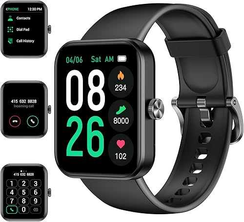 EURANS Reloj inteligente de 1.654in (respuestahaz llamada) pantalla táctil HD IP68 impermeable para teléfonos Android e iOS, monitor de oxígeno en