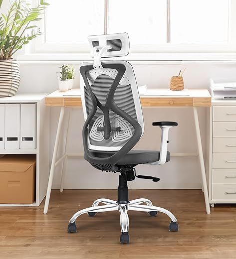 Vergo Transform Classic Ergonomic High Back Mesh Office Chair | Adjustable Lumbar, Headrest, 1D Armrests, Single Tilt Lock Recline Mechanism, Metal…