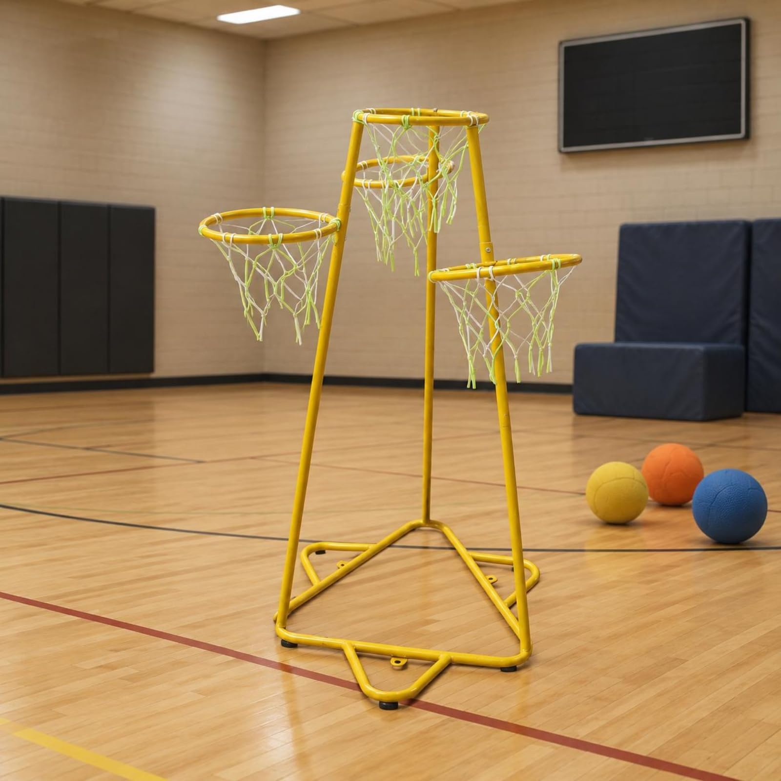 Canestro da Basket per Bambini Struttura Allenamento Basket Porta Canestro con Acciaio Zincato Punti di per Esercizi E Divertimento Stabile con Base, Verde