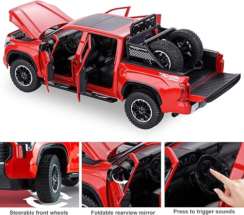 Miniatura 4 de SASBSC Camiones de Tundra para niños de 3 a 7 años Camiones de camioneta para niños de 3 a 7 años Camiones de metal fundido a presión con luz y