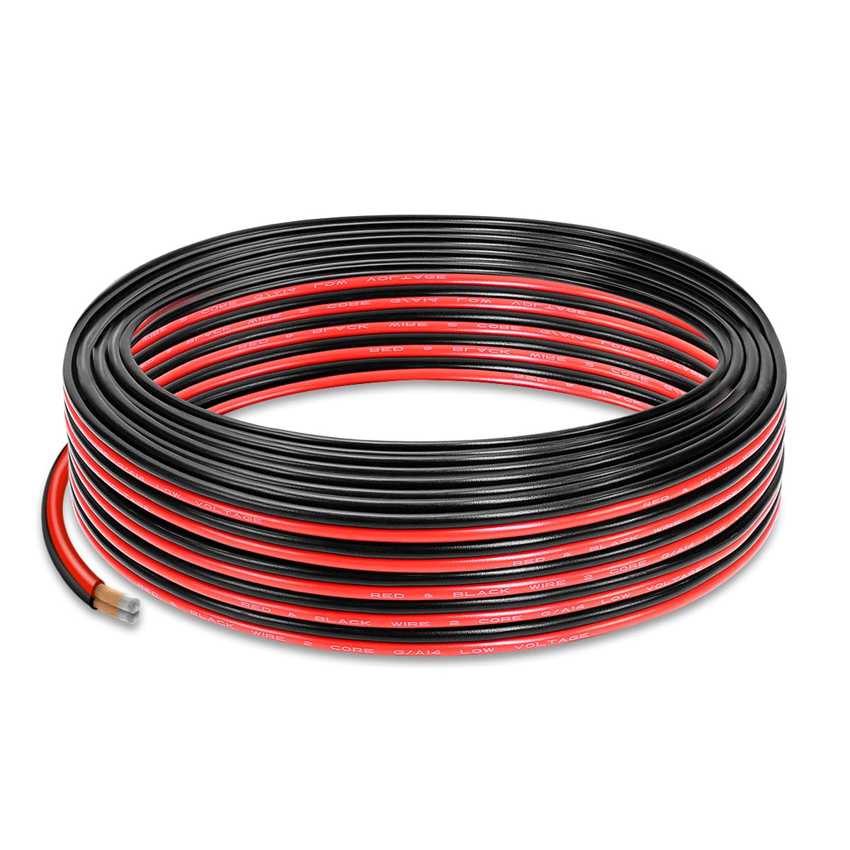 14 AWG CCA Wire Cable, 100FT [Black 50FT+ Red 50FT] CCA Automotive Electrical Wire, 2Pin Black and Red Car Audio Battery Cable PVC Jacket Cord for Light RV Car Speaker 12V 24V DC Cable Welding Wire