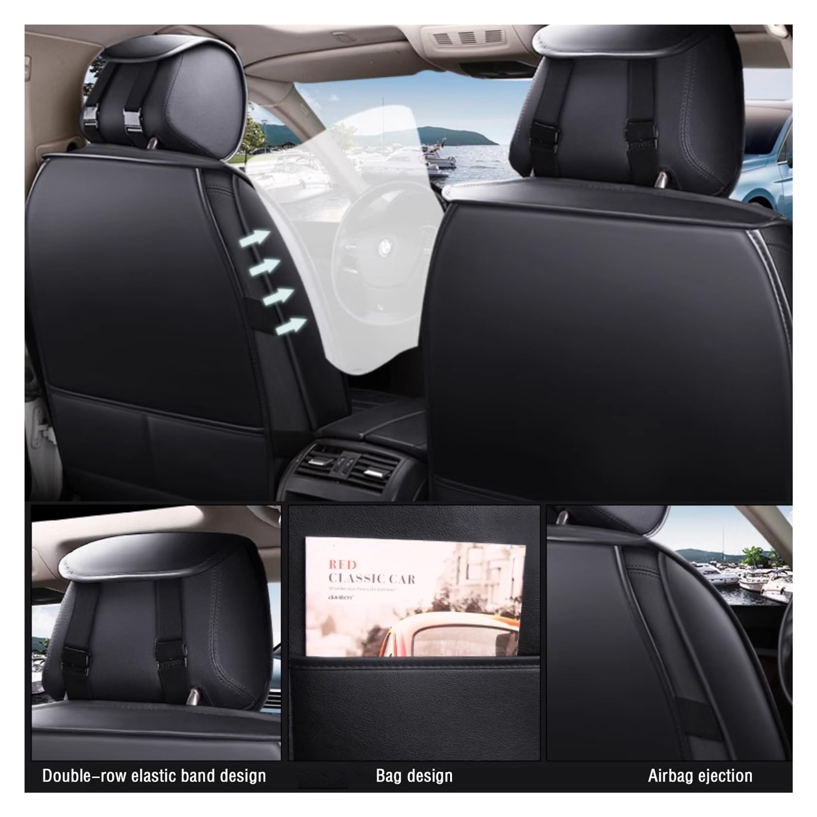 Housse De Siège Auto Renault Megane E-Tech 2022+ - Avant Et Arrière - Tissu Respirant 4 Saisons - Imperméable - B-Grey - 2