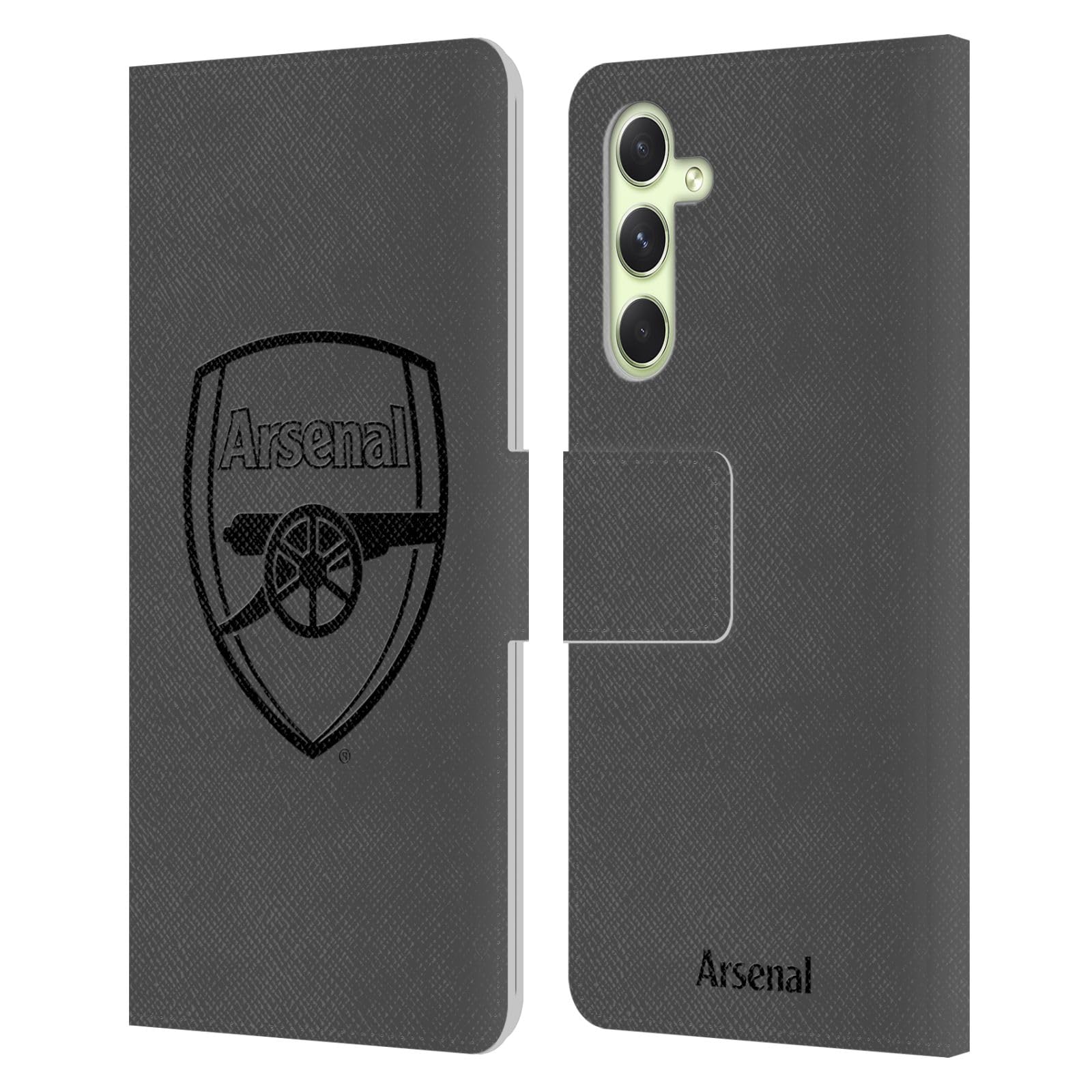 Head Case Designs Officially Licensed Arsenal FC Black Logo Crest 2 Leather Wallet Case Compatible With Samsung Galaxy A54 5G — image 1