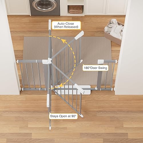 Miniatura 5 de Cumbor Puerta para bebés de 29.7 a 48 pulgadas para escaleras, Ganadora del Premio Mom's Choice Awards - Puertas para perros para entradas, puerta