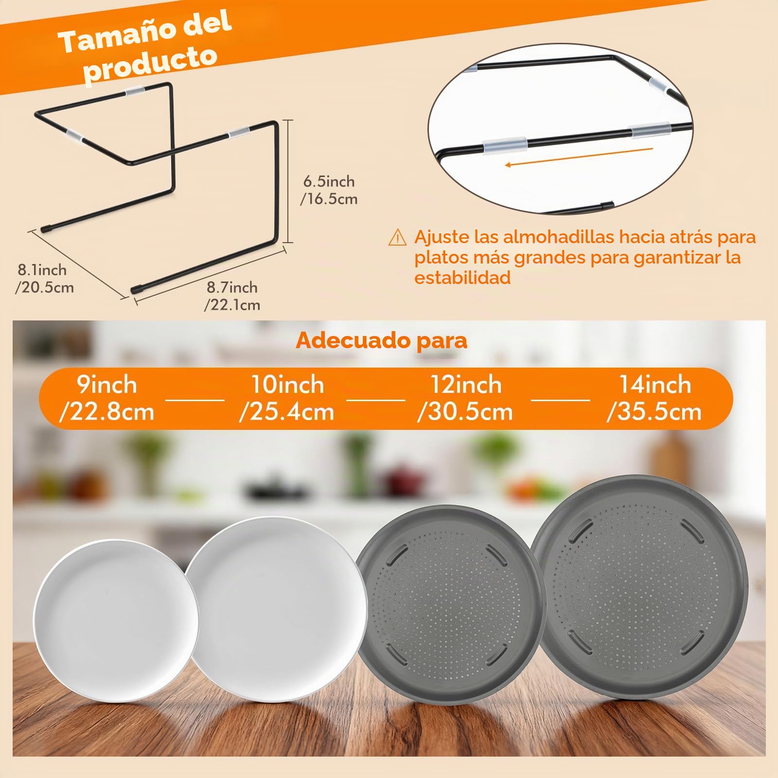 PUERSI Soportes para Pizza, Pack de 4, Estante de Exhibición Metálico Negro con Almohadillas Antideslizantes, para Bandejas de Pizza y Moldes de Pastel, Perfecto para Fiestas y Bodas