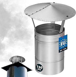 KOTARBAU® Schornsteinabdeckung Edelstahl - ø 130 mm - Kaminhaube - Schornstein Regenhaube - Kaminabdeckung - Schornsteinhaube - Kaminaufsatz - Rostfrei - Edelstahl - Inox