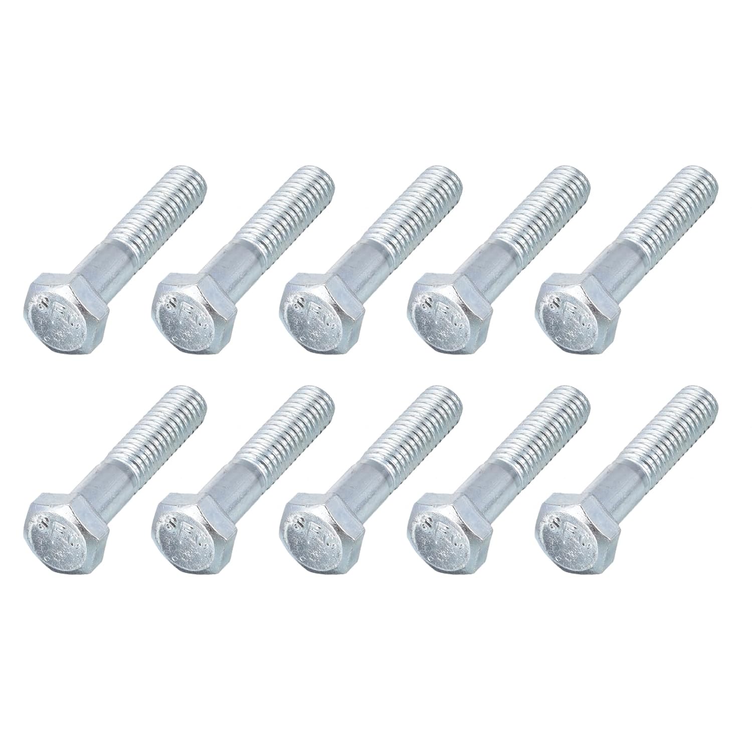 METALLIXITY Hex Bolts (3/8-16x2-1/4") 50Pcs, Carbon Steel Zinc Plated, Coarse Thread UNC Hex Head Screw Bolt - for Furniture Repair, Silver