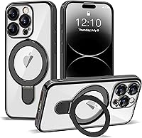 Vista 90 de Funda compatible con iPhone 12 con soporte de anillo magnético invisible [compatible con Mag-Safe] [Protector completo de lente de cámara] Funda