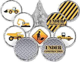 Under Construction Party Favor Stickers - 180 Labels