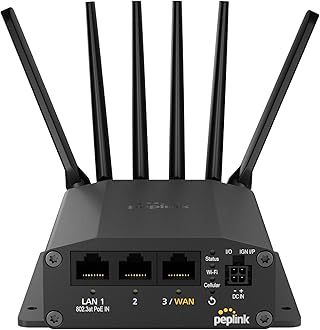 Peplink Cellular Wi-Fi Router MAX BR1 Mini - 5G Router 5G/LTE Cellular Modem 3 Ethernet LAN Connections (with Wi-Fi) Redundant SIM Slots, Built-in eSIM Upgradeable to Dual WAN VPN Capable