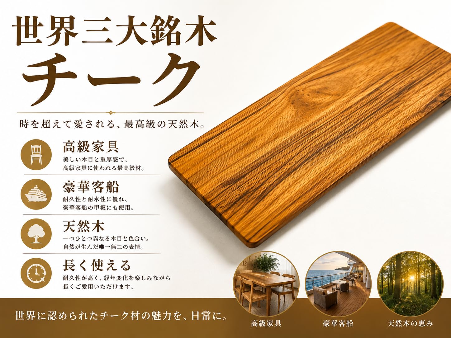 Amazon | チーク プレート 木製 約10×30cm 天然木 カフェトレー