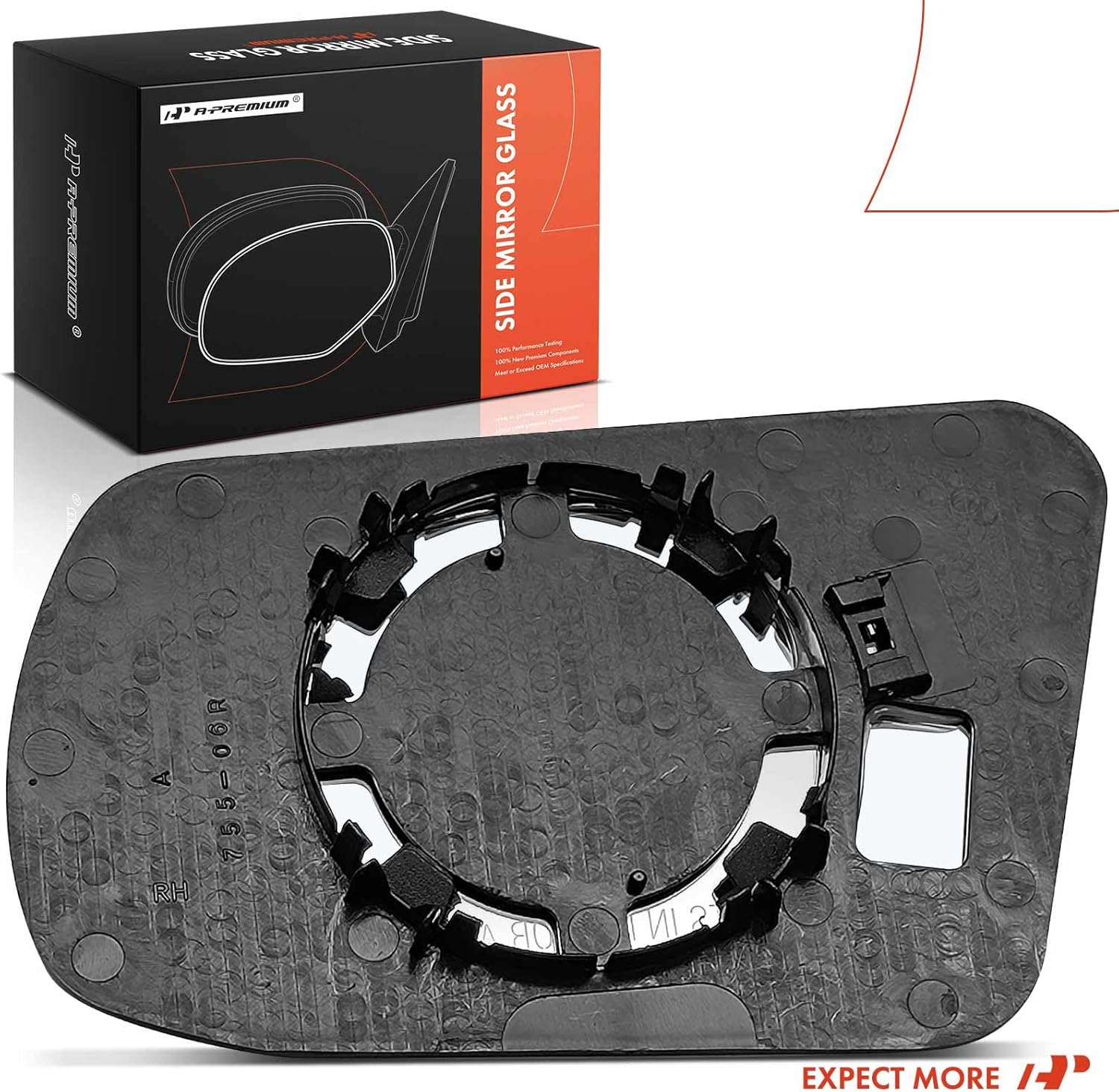 A-Premium Right Passenger Side Non-Heated Mirror Glass with Backing Plate - Compatible with Nissan Altima 2007-2013 - Exterior Side View Convex Mirror