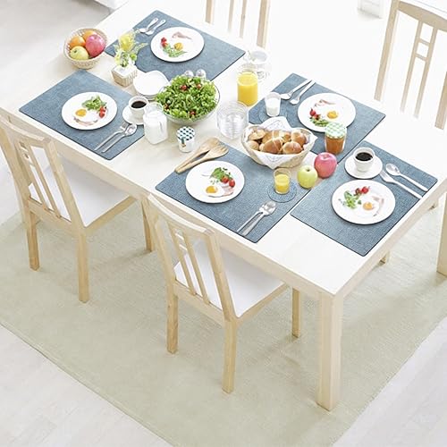 Miniatura 7 de Juego de 2 manteles individuales con posavasos de doble cara, resistentes al calor, resistentes a las manchas, manteles individuales de piel