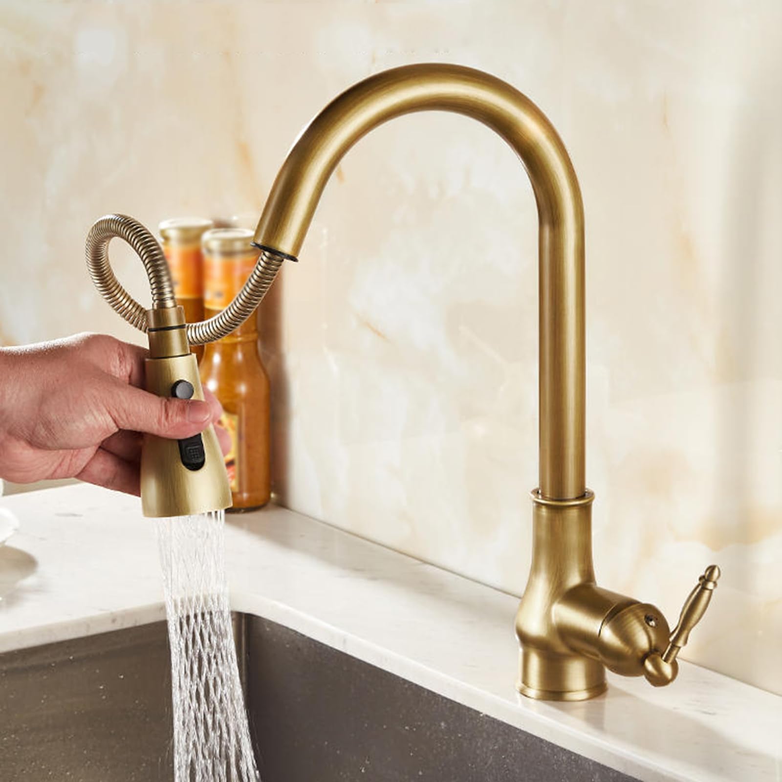 Amazon.co.jp: BiaoTeng キッチン 蛇口 混合栓 シャワー 蛇口 360 回転