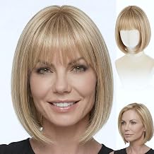 WIGYY 12 Inch Bob Wig for Women, Honey Light Blonde Short Bob Wig with Soft Waves, Glueless Synthetic Wig for White Women and Older Women, Easy Daily Wear