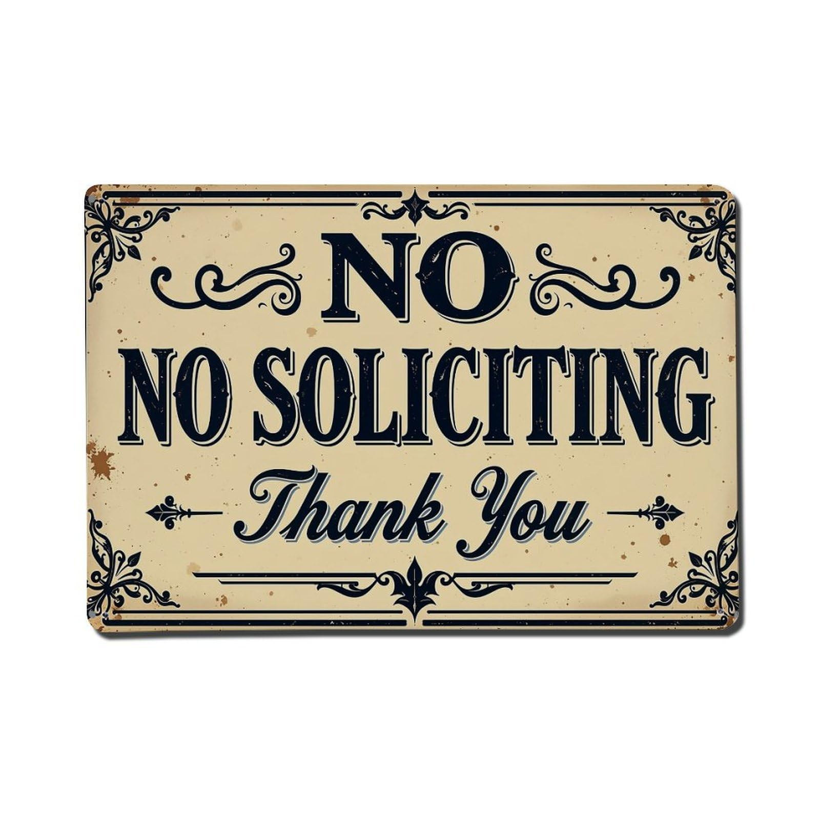 Nestemfo Vintage No No Soliciting Thank You Tin Sign Metal Sign, Living Room,Bar, Home, Bedroom Wall Decor,Retro Metal Poster 8X12 Inches