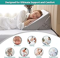 Vista 32 de Bedluxe - Juego de 4 almohadas ajustables de cuña para cama, almohada de espuma viscoelástica para después de la cirugía para el alivio del dolor