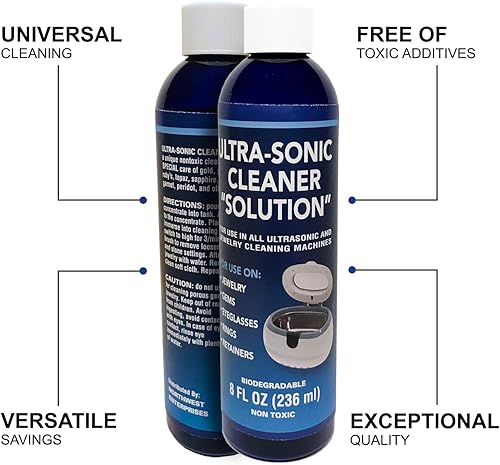 Miniatura 5 de Limpiador de joyas, solución ultrasónica de limpieza de joyas, limpiador de joyas para oro, plata, diamantes de platino y joyas no porosas preciosas