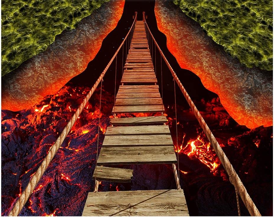 HETRUE Craft Permanent Vinyl for Cutting Plotters Floor Wallpaper Murals Wall Fire PVC Floor Custom Photo Self-Adhesive 3D Floor 3D Floor Wallpapers,400X280Cm Decal for Home Living Room Bedroom Decor