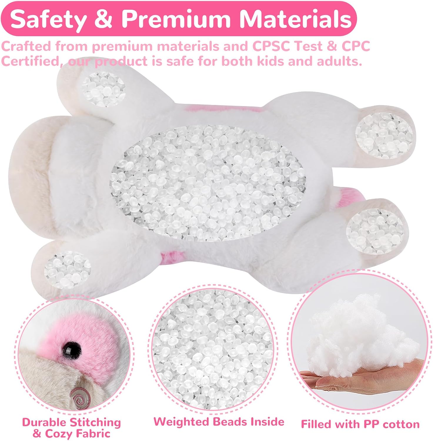 gnomantic Cow Weighted Stuffed Animals - 22 Inch 4.5 Pounds Weighted Plushies Cow Stuffed Animals - Big Plush Pillow - Cute Plush Toys Gifts for Kids & Adults (22" 4.5 lbs Pink)