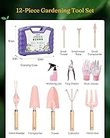 Vista 2 de Juego de herramientas de jardinería de 12 piezas para mujer, herramientas de jardín resistentes al óxido y resistentes con funda de transporte