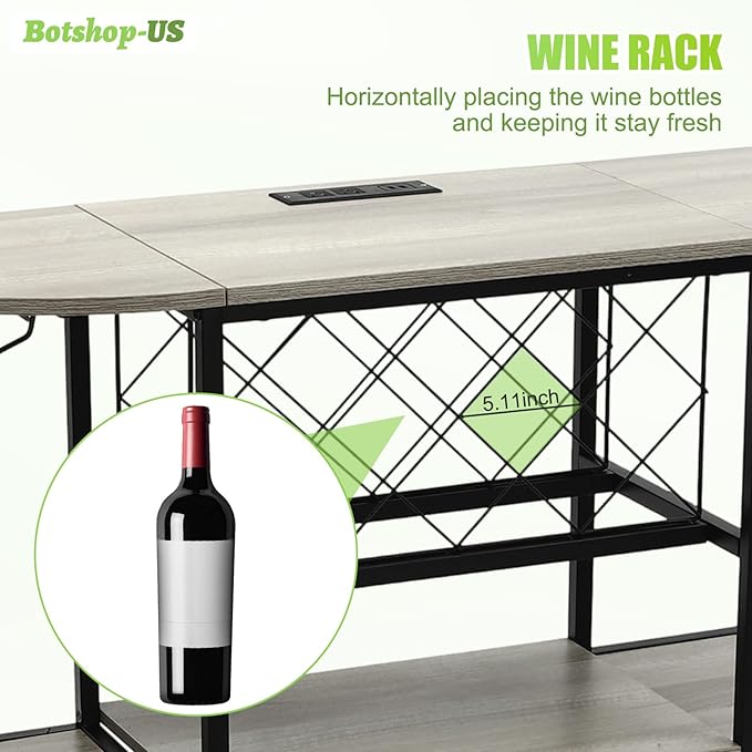 Gabinete Barra de Café Metal Moderno con Luz LED y Salida para Botellas miniatura 7