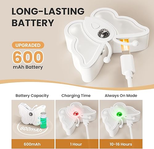 Miniatura 6 de LOFTEK Luz recargable con sensor de movimiento, cambio de color RGB y luz nocturna regulable, bonita luz de mariposa para dormitorio de niños, baño,