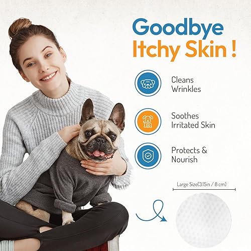 Miniatura 3 de Toallitas antiarrugas para perros  100 toallitas antiarrugas para perros Bulldog francés, Bulldog inglés, Pugs  Toallitas grandes de 3.15 pulgadas