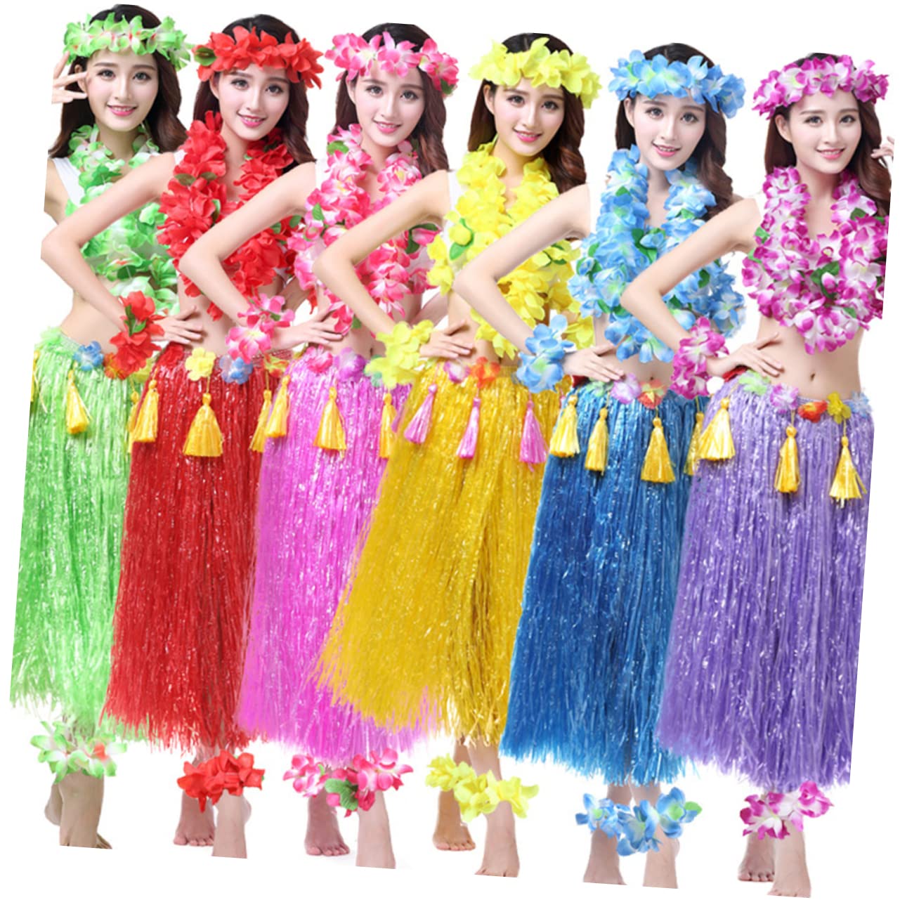 Healvian Juego de 8 Piezas Faldar de Hierba Gruesa Púrpura para Disfraz Hawaiano, Resistente y Decorativo Guirnalda Floral, Adecuado para Fiestas de Disfraces y Luau