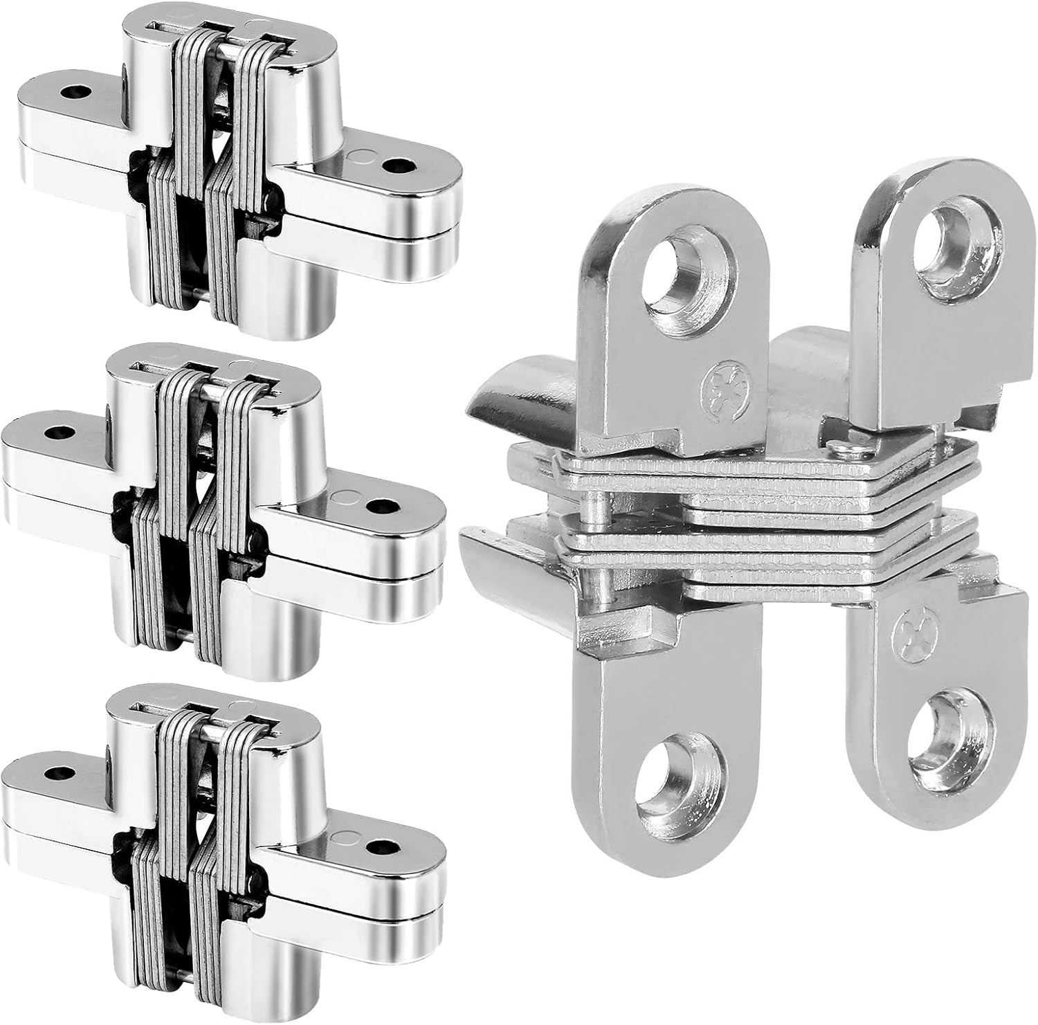 4PCS Hidden Door Hinges Invisible Concealed Cross Hinge 180 Degree